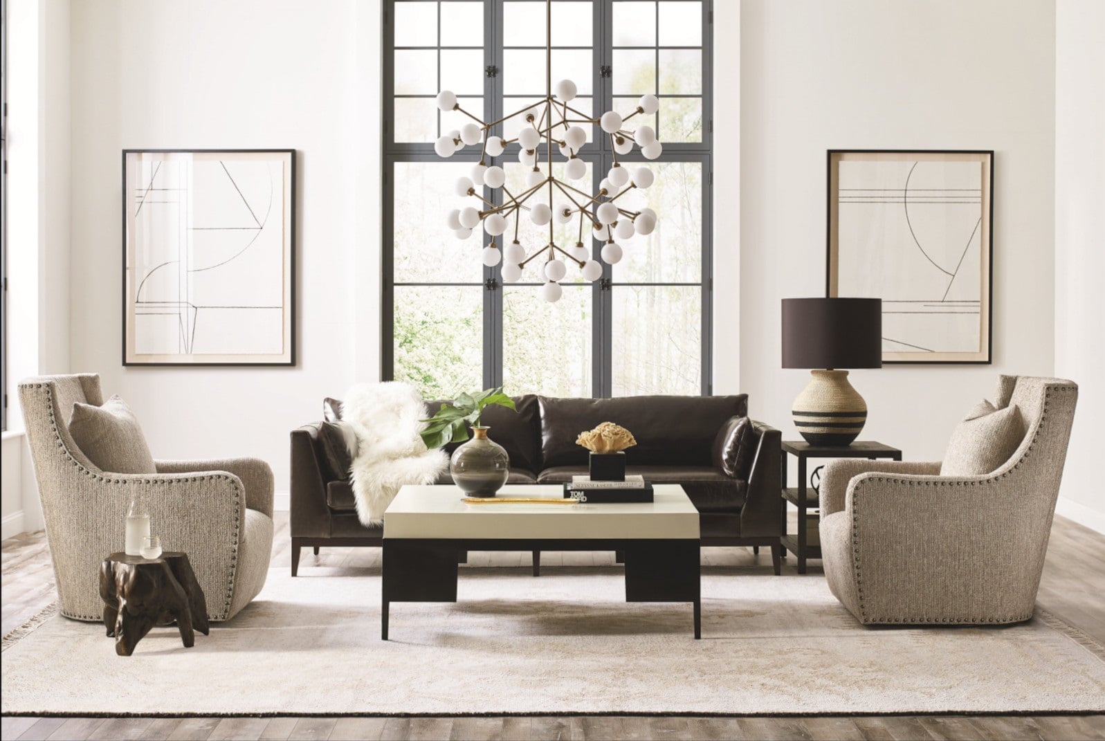 Raleigh Leather Sofa, Heidi Swivel Chair