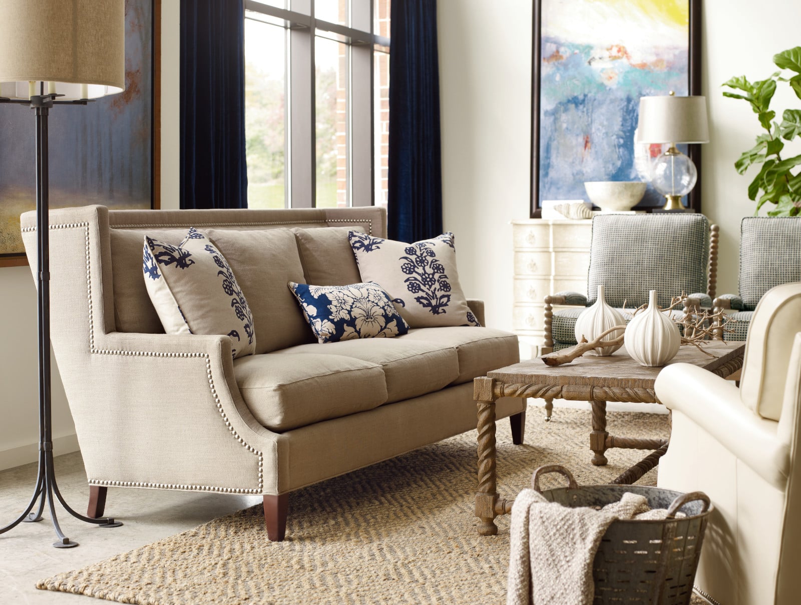 Garrison Sofa, Spool Chair, Heatherfield Chair