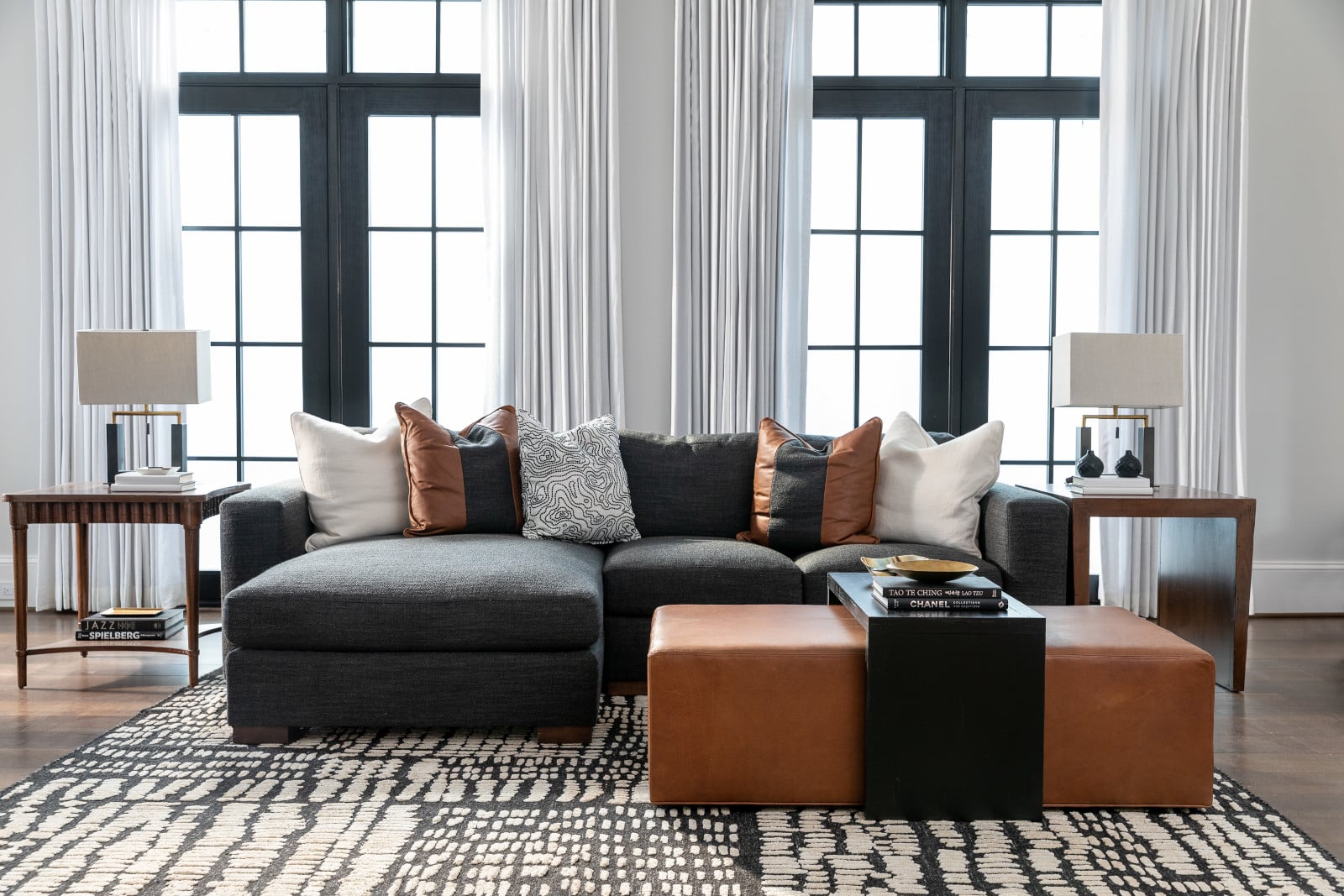 Knox Sectional, Elliot Cocktail Ottoman, Del Monte End Table, Colton End Table