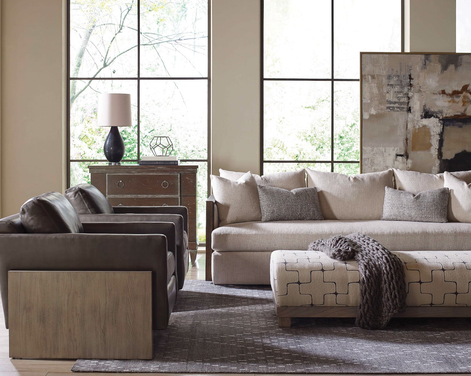 Shown: Drew Sofa, Wells Chair, Del Mar Ottoman.