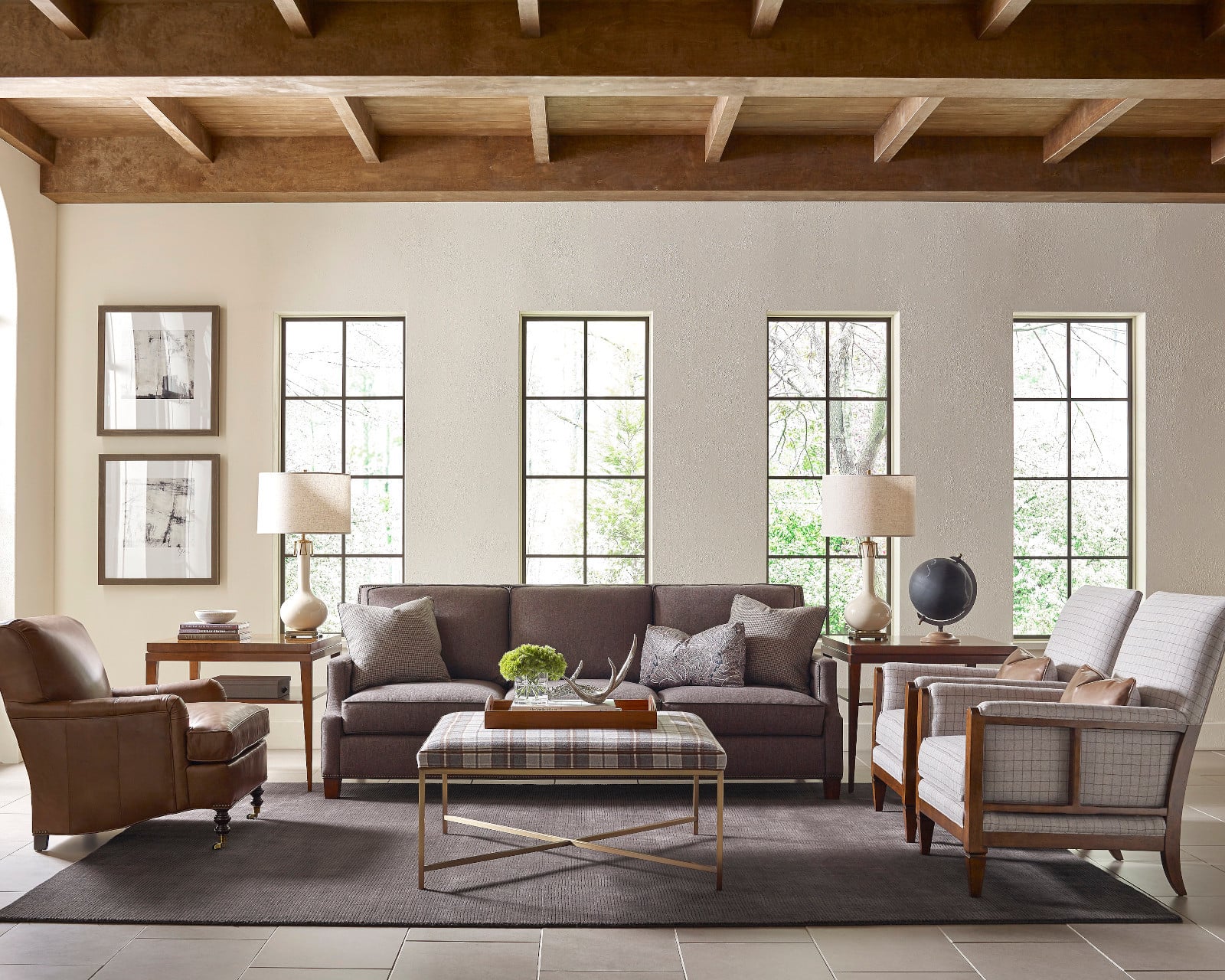 Wilcox Sofa, Daley Ottoman, Drayton Chair, Arbor Chair.